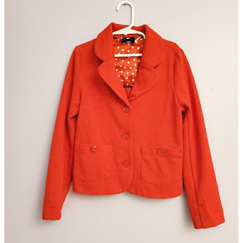 Girls h&m Red blazer with polka dots inside